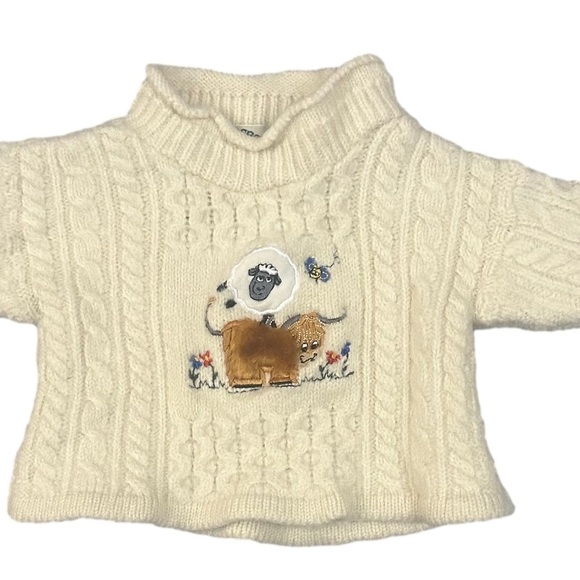 Aran Crafts 100% Merino Wool Cable Knit Sweater Toddler 12-18mos Ireland Luxury - Picture 1 of 5